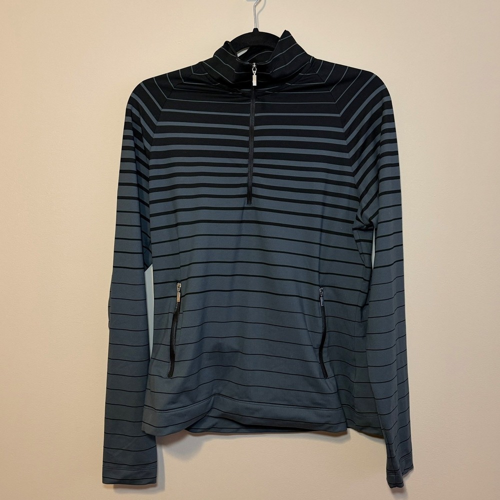Nike Golf FITDRY Striped 1/4 Zip Pullover Womens Medium Gray